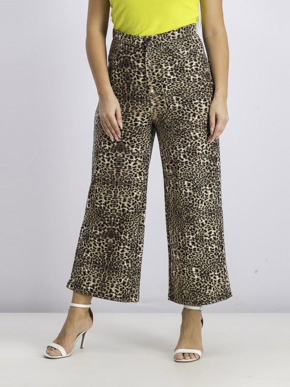 Womens Leopard Print Pants Brown/Black