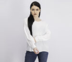 Womens Long Sleeve Back Button Blouse White