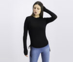 Womens Longsleeve With Draped Detail Top Black