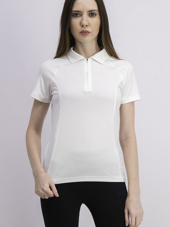Womens Marker Zip Polo Shirt White