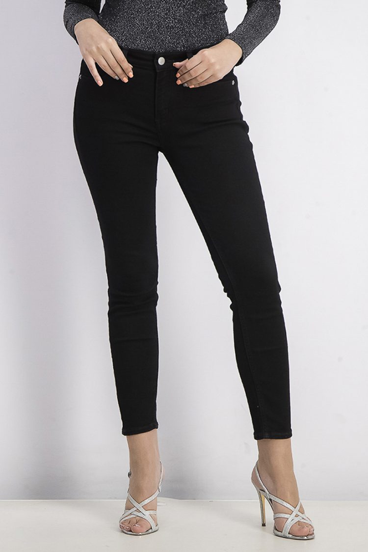 Womens Mid Rise Skinny Ankle Jeans Black