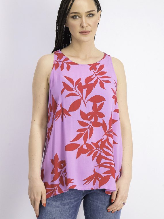Womens Printed Top Pink/Red