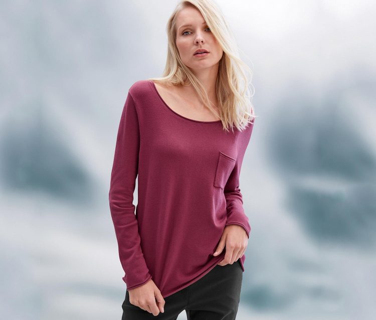 Womens Round Neck Pullover Rosewood