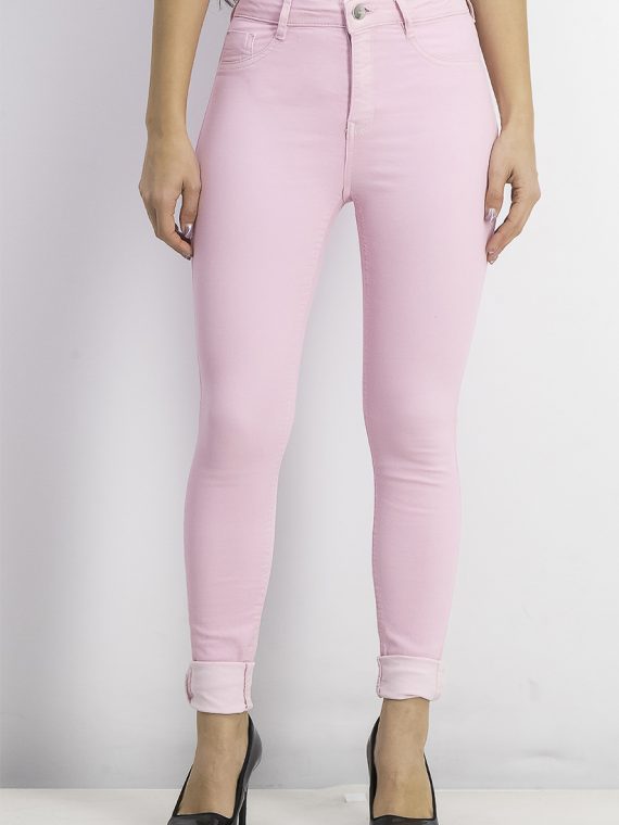 Womens Skinny Pants Washed Pink