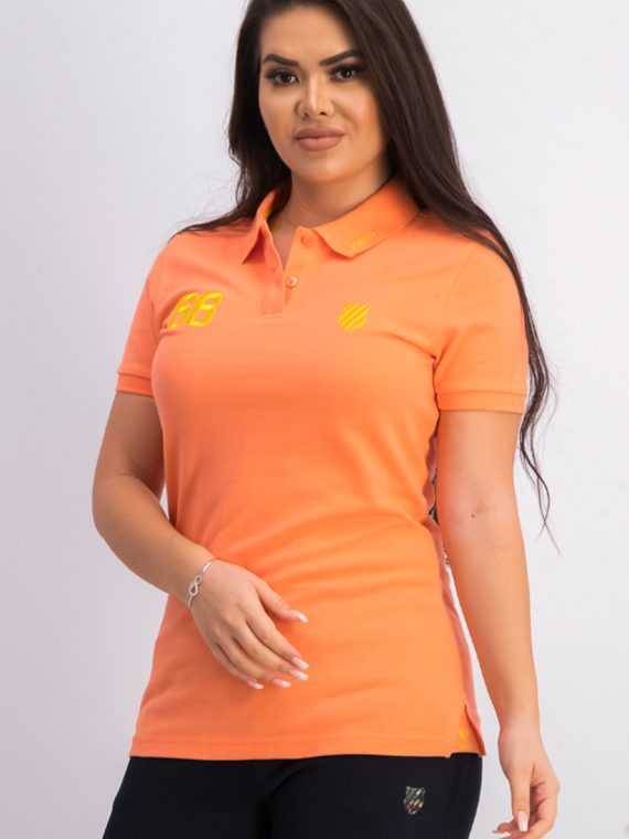 Womens Solid Polo Shirt Orange