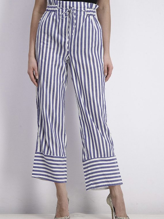 Womens Stripe Drawstring Pants Blue/White