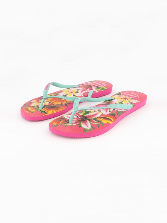 Womens Style 2 Slim Floral Slippers Pink Combo