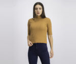 Womens Turtle Neck Pullover Top Brown