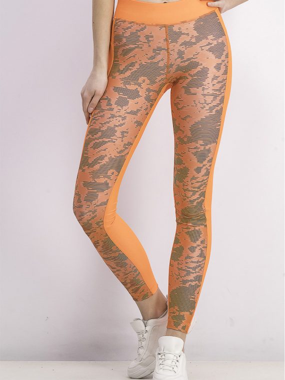 Womens Ua Heatgear Printed Leggings Neon Orange