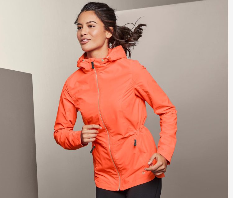 Womens Windproof Running Jacket Neon Orange