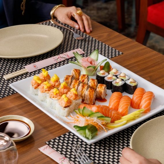 Sushi Set Menu With A Beverage At Keway Mai @ 4* City Seasons Al Hamra JAPANESE Shop Online at Special Price from Saudi Mega Deals